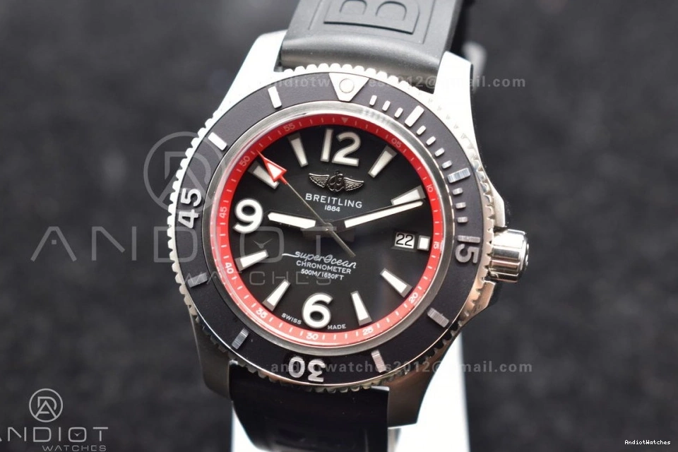 With On Rubber BLSF QuickDry And Edition Strap 1166 Black 44 Dial Rehaut Black Superocean Best Automatic Orange Bezel 1:1 A 1007